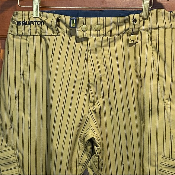 Burton White Collection Boarding Snow Pants Tan with Black Stripes Size Medium - Picture 4 of 16